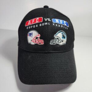 Super Bowl Hat NFL Patriots Panthers XXXVIII AFC vs NFC Adjustable Reebok